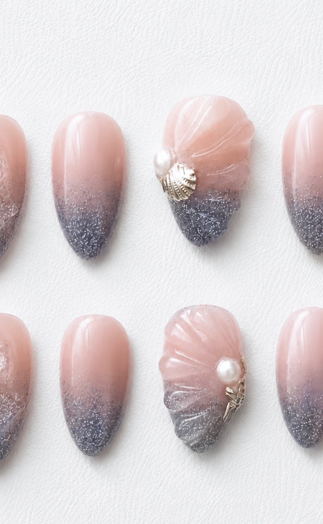 🩵 Blue Glitter Ombre Seashellの画像 1
